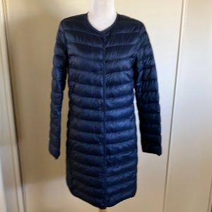 Uniqlo light weight long down package jacket .